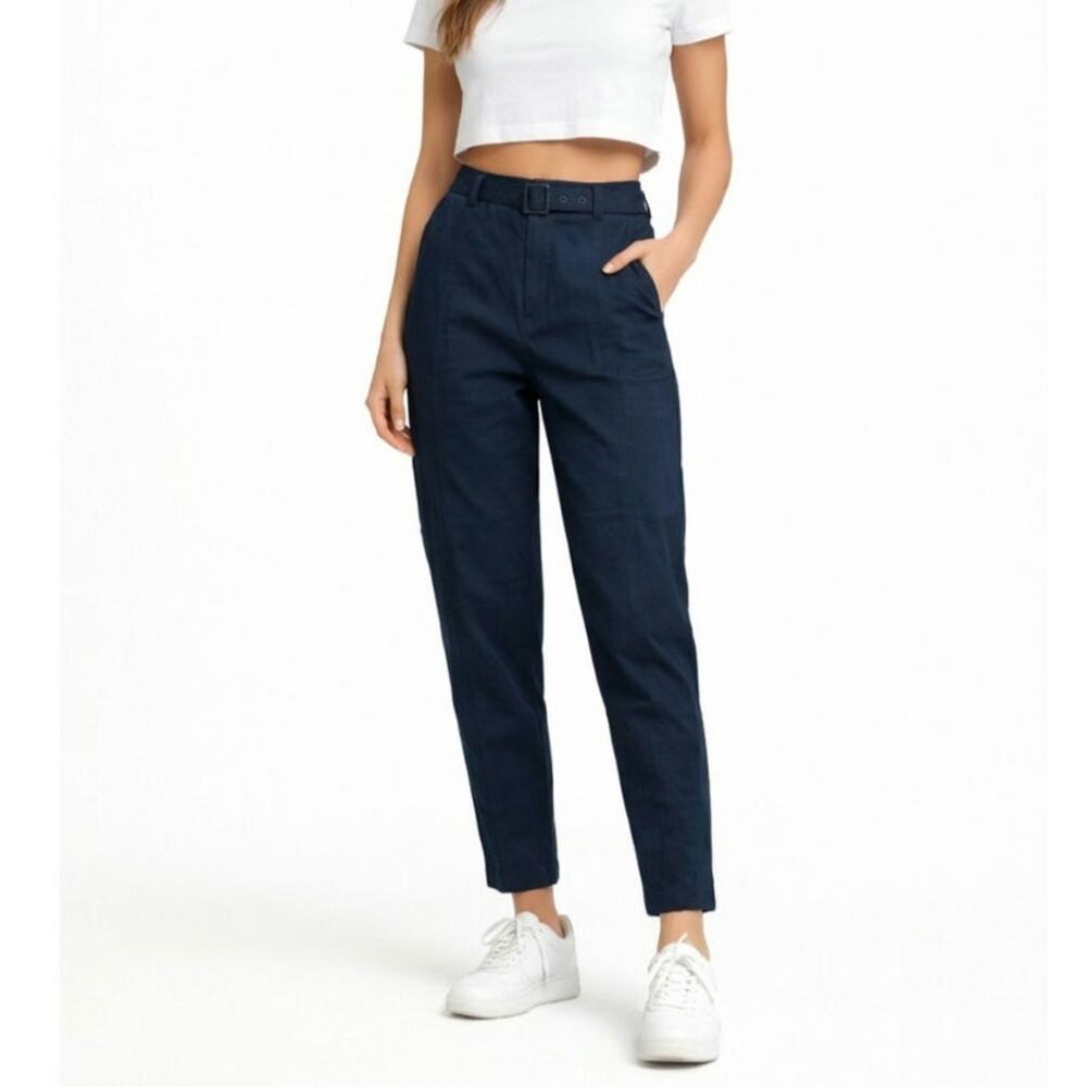 Ted Baker Nysse Paneled Barrel Leg Pants Women’s Size 3 Navy Cropped Neutral